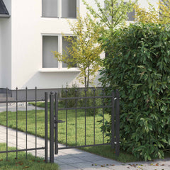 Fence Gate TILBURG Lockable Metal Black 100 x 75 cm
