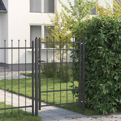 Fence Gate TILBURG Lockable Metal Black 100 x 125 cm