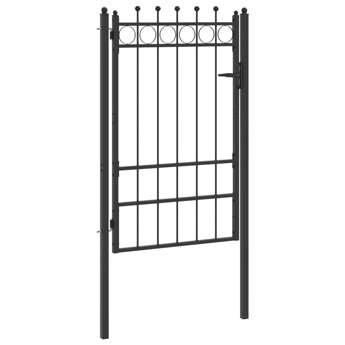 Fence Gate TILBURG Lockable Metal Black 100 x 150 cm