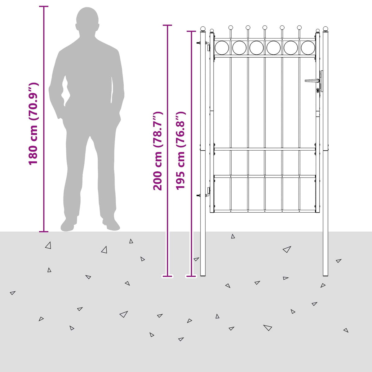 Fence Gate TILBURG Lockable Metal Black 100 x 150 cm