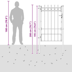 Fence Gate TILBURG Lockable Metal Black 100 x 150 cm