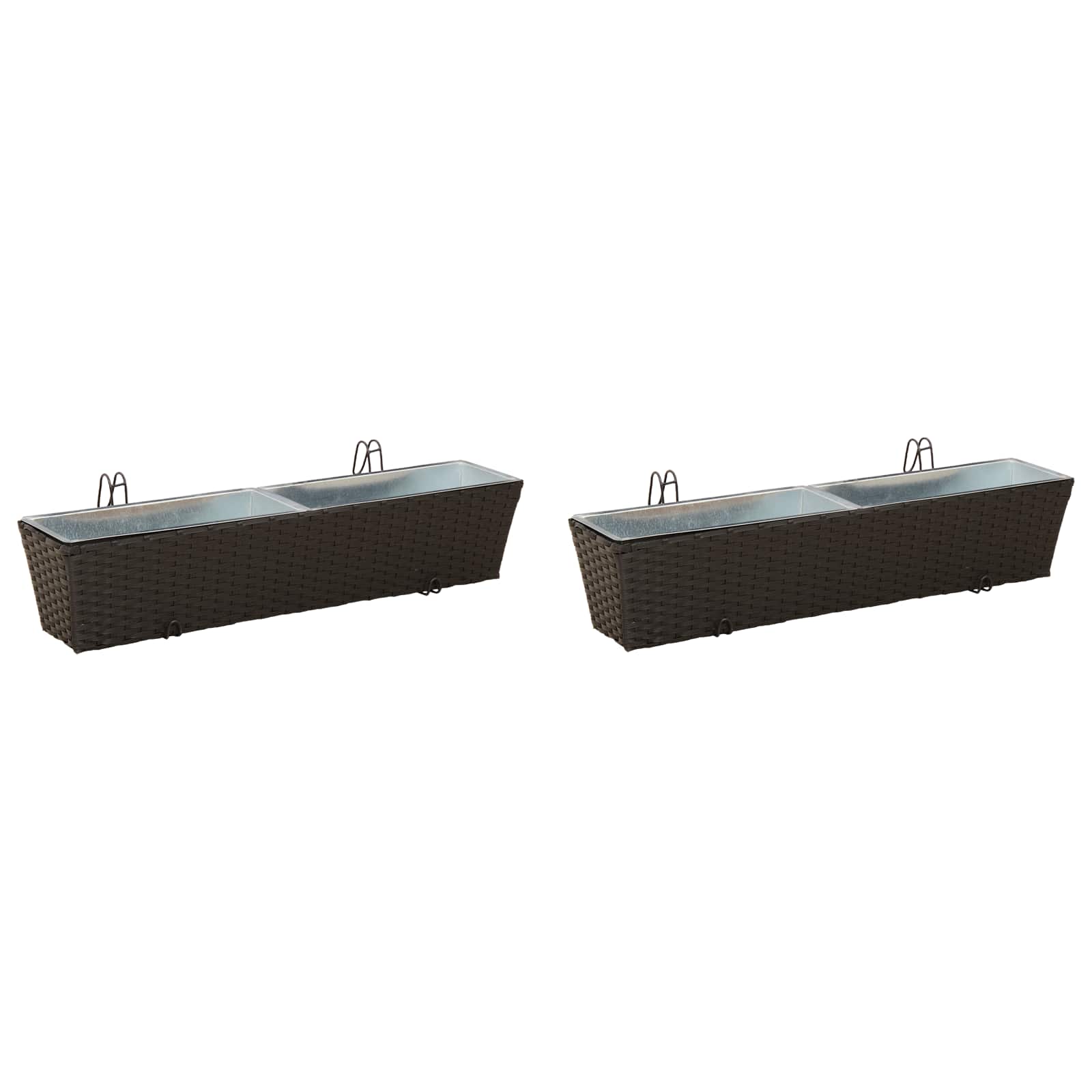 vidaXL Railing 2 pcs Black 80 x 17 x 17 cm Metal 2