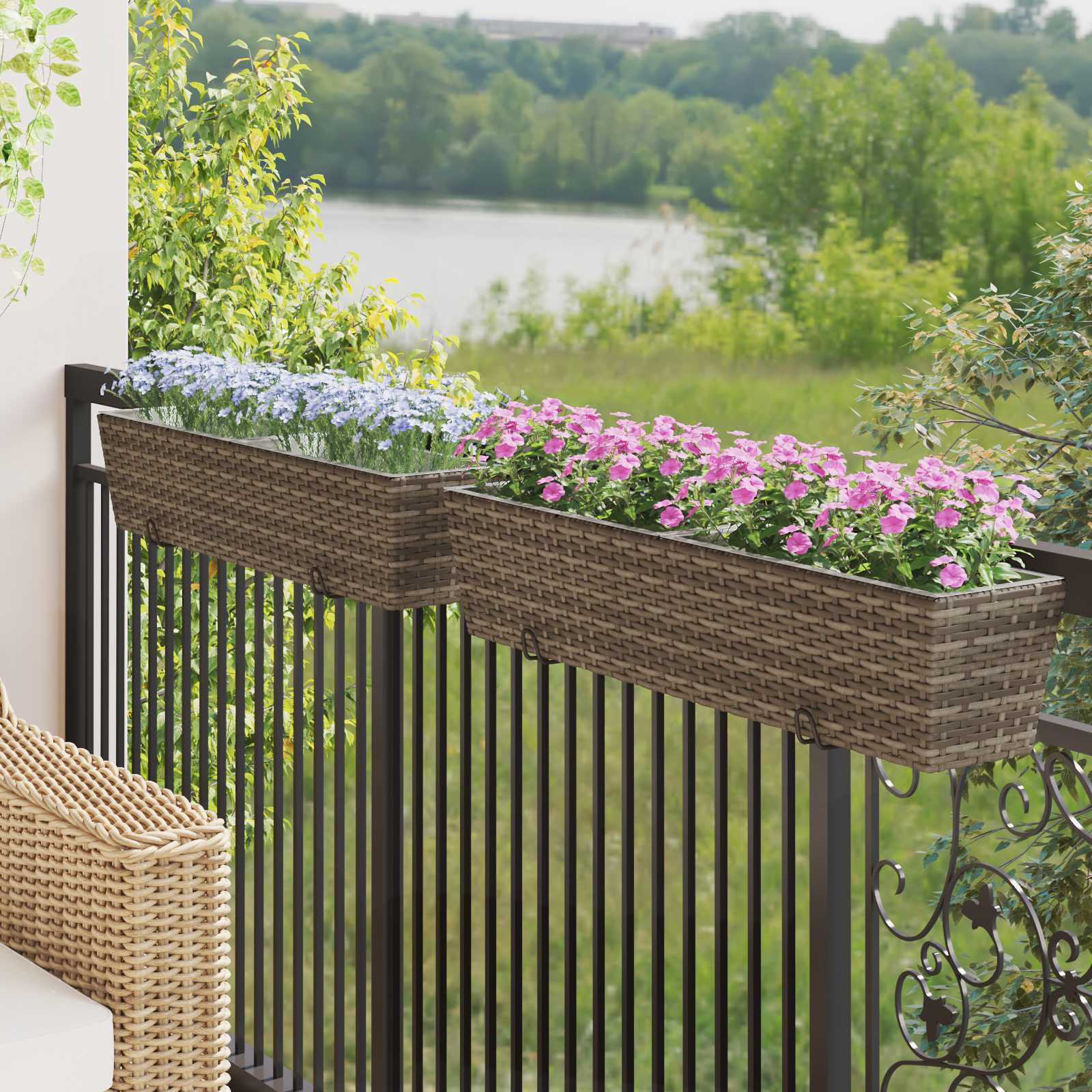 vidaXL Railing 2 pcs Grey 80 x 17 x 17 cm Metal 1