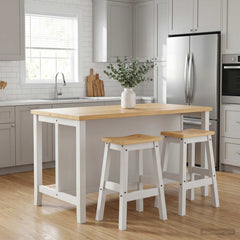 vidaXL Bar Stool 2 pcs White and Honey Wax 44 x 30 x 63 cm Solid-Pine 1