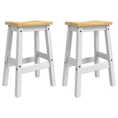 vidaXL Bar Stool 2 pcs White and Honey Wax 44 x 30 x 63 cm Solid-Pine 2