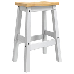 vidaXL Bar Stool 2 pcs White and Honey Wax 44 x 30 x 63 cm Solid-Pine 6