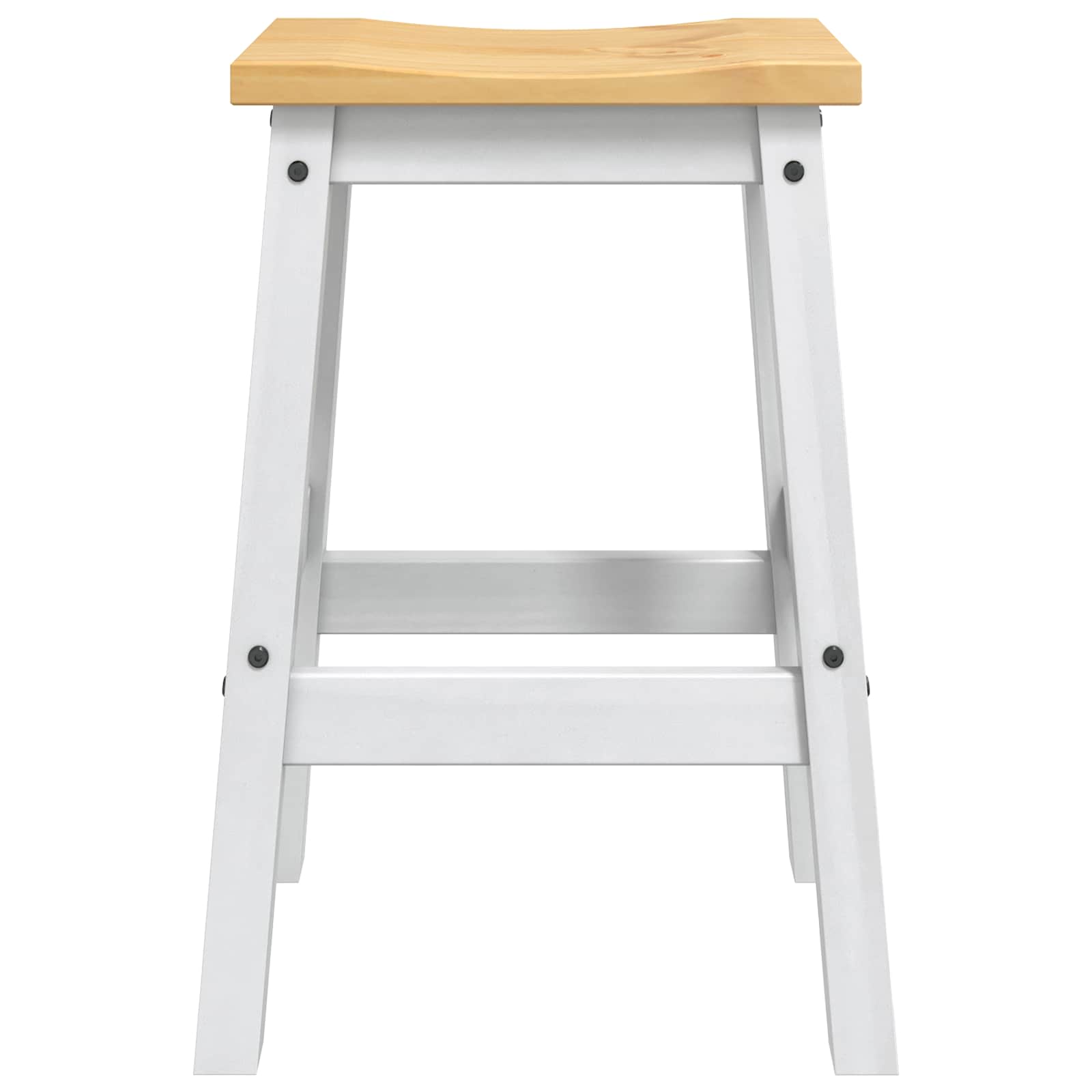 vidaXL Bar Stool 2 pcs White and Honey Wax 44 x 30 x 63 cm Solid-Pine 4