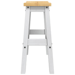 vidaXL Bar Stool 2 pcs White and Honey Wax 44 x 30 x 63 cm Solid-Pine 5