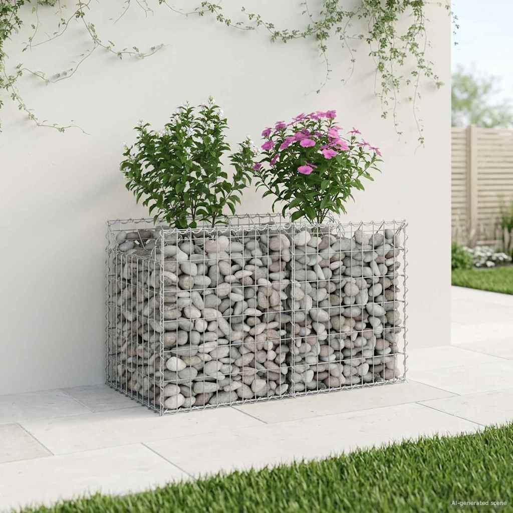 vidaXL Gabion Raised Bed 100 x 50 x 60 cm Galvanised Steel Silver 1