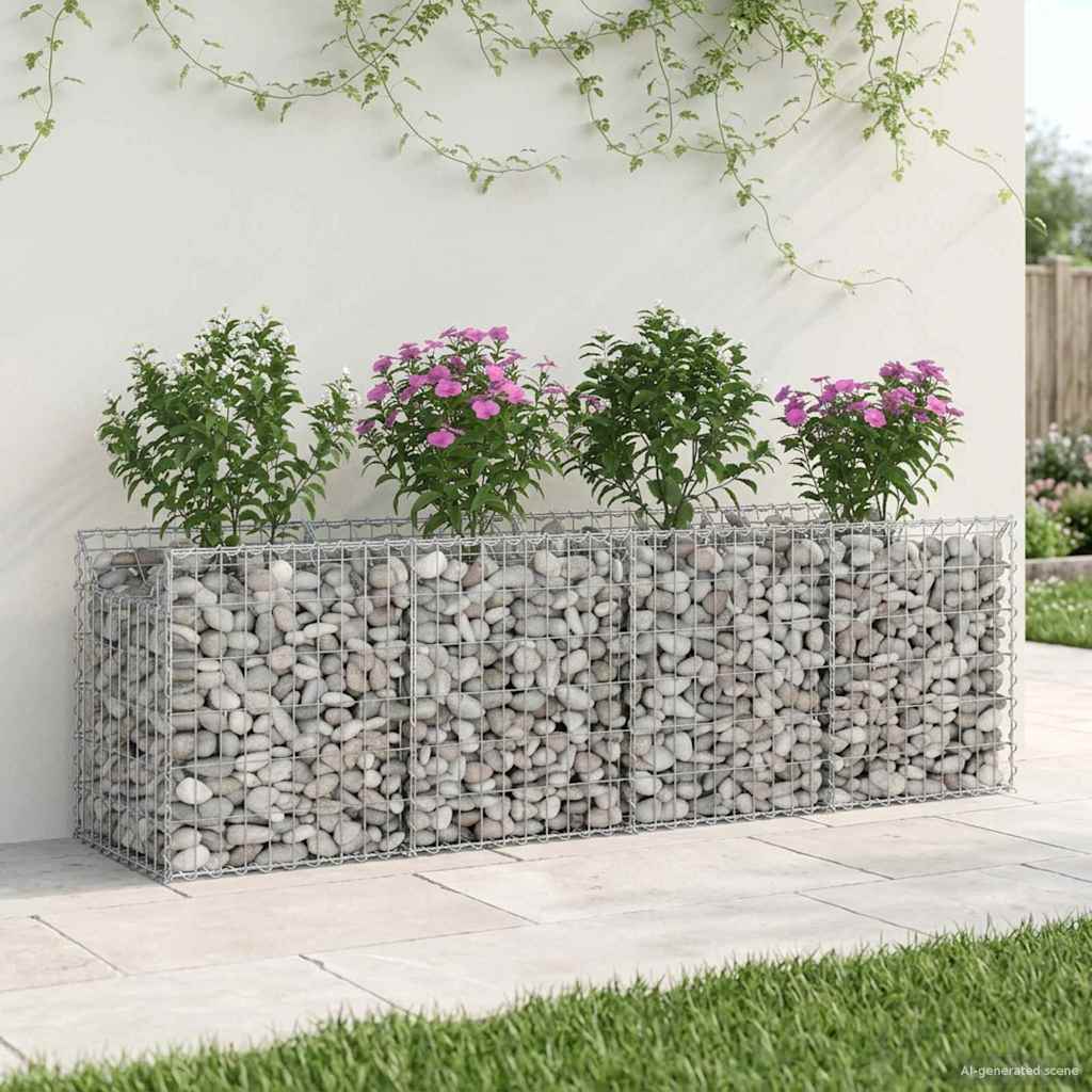 vidaXL Gabion Raised Bed 200 x 50 x 60 cm Galvanised Steel Silver 4