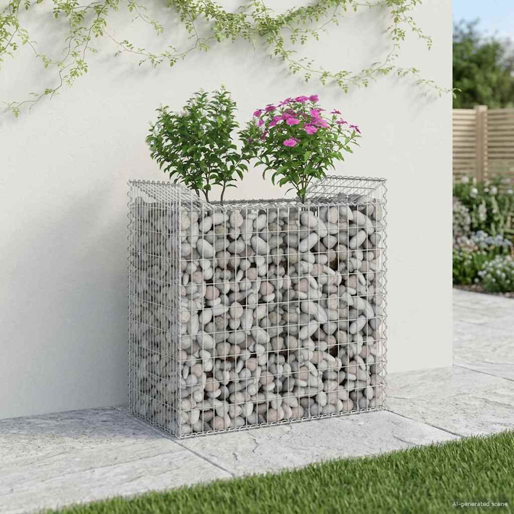 vidaXL Gabion Raised Bed 50 x 100 x 100 cm Galvanised Steel Silver 1