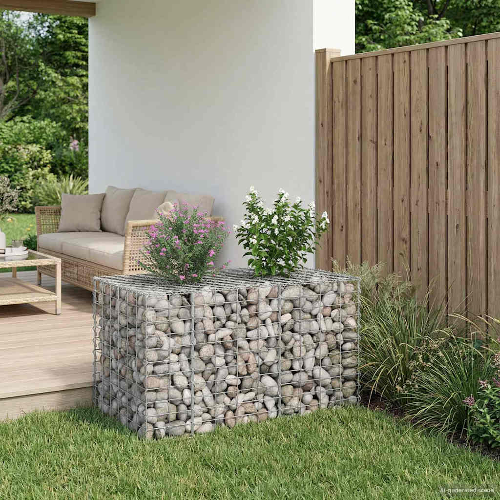 vidaXL Gabion Raised Bed 100 x 60 x 55 cm Galvanised Steel Silver 6