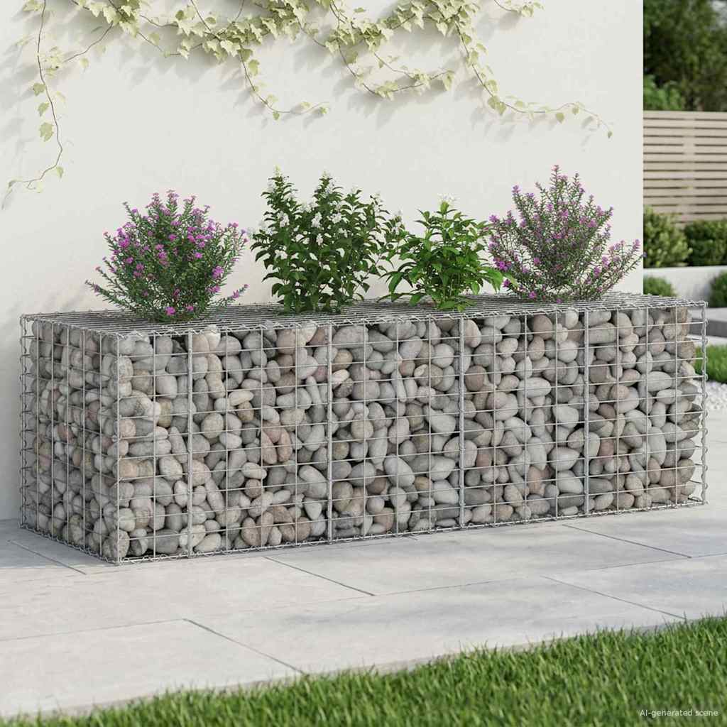 vidaXL Gabion Raised Bed Galvanised Steel Silver