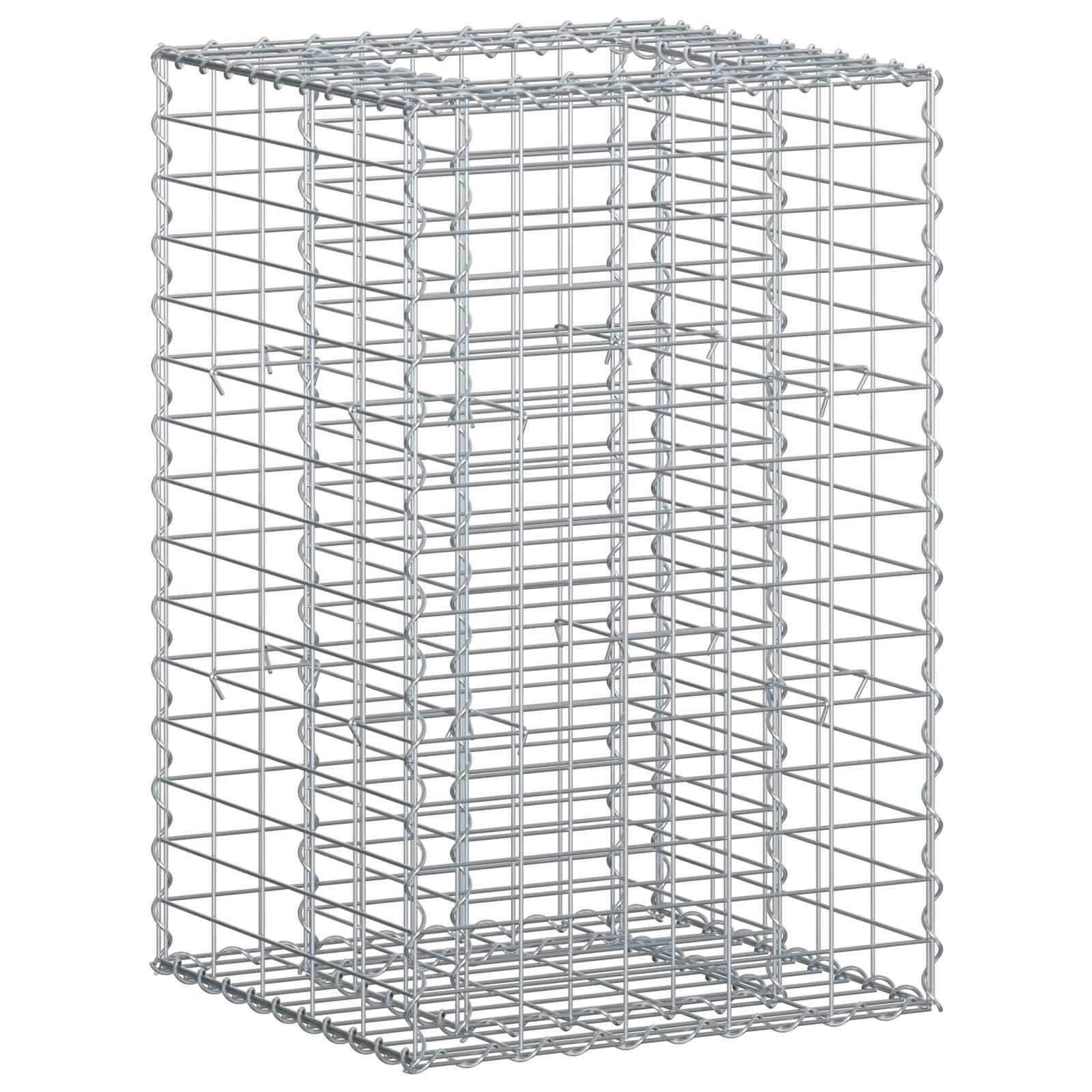 vidaXL Gabion Raised Bed 50 x 50 x 80 cm Galvanised Steel Silver 2