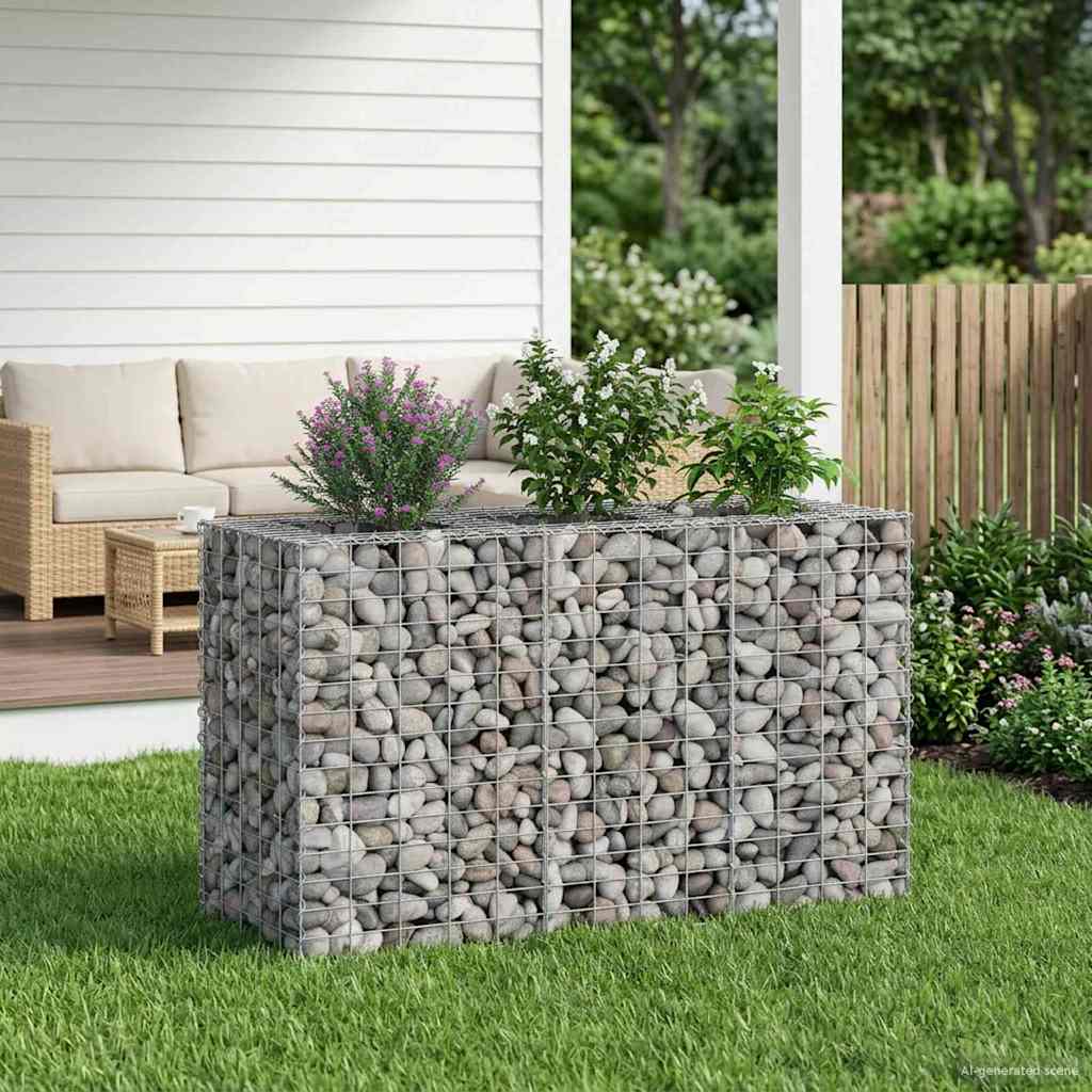 vidaXL Gabion Raised Bed Galvanised Steel Silver