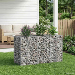 vidaXL Gabion Raised Bed Galvanised Steel Silver