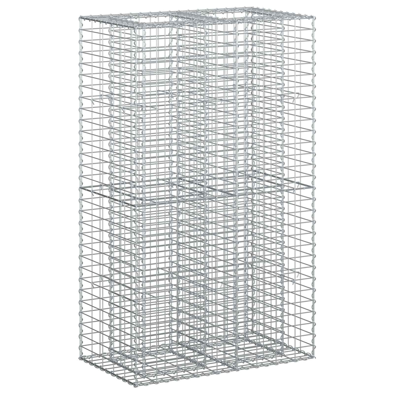 vidaXL Gabion Raised Bed 90 x 50 x 150 cm Galvanised Steel Silver 2