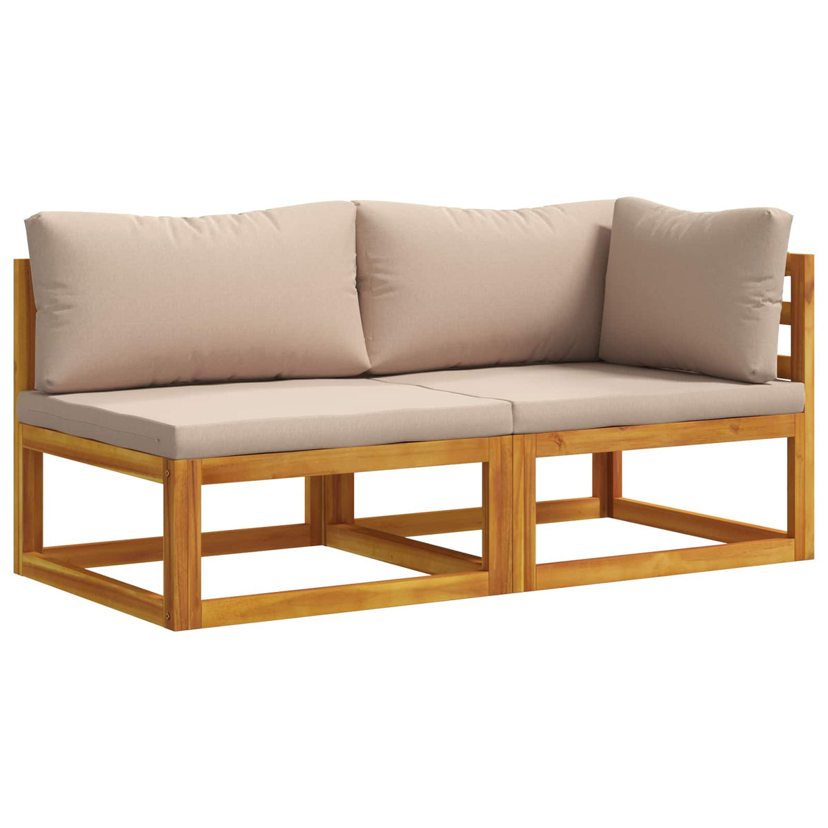 Sectional with Cushions Solid Acacia Wood Natural Taupe Middle sofa + corner sofa