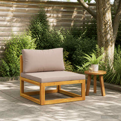 Sectional with Cushions Solid Acacia Wood Natural Taupe Middle sofa
