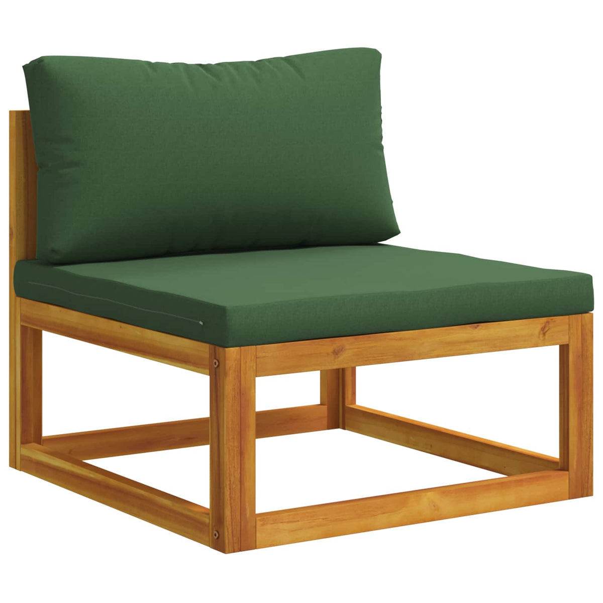 Sectional with Cushions Solid Acacia Wood Natural Green Middle sofa + corner sofa