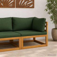 Sectional with Cushions Solid Acacia Wood Natural Green Corner sofa