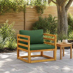 Sectional with Cushions Solid Acacia Wood Natural Green Armchair