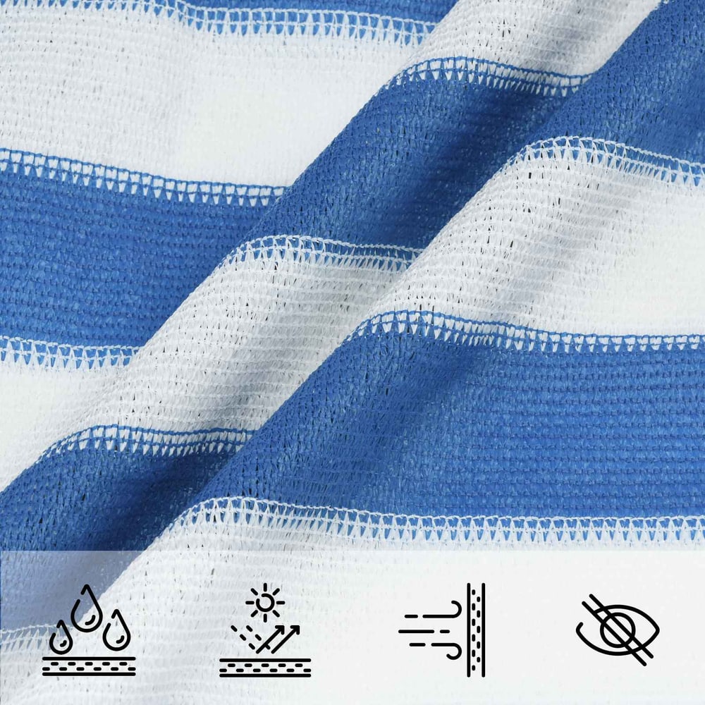 vidaXL Sunshade Sail Blue and White 6 x 6 m HDPE 4