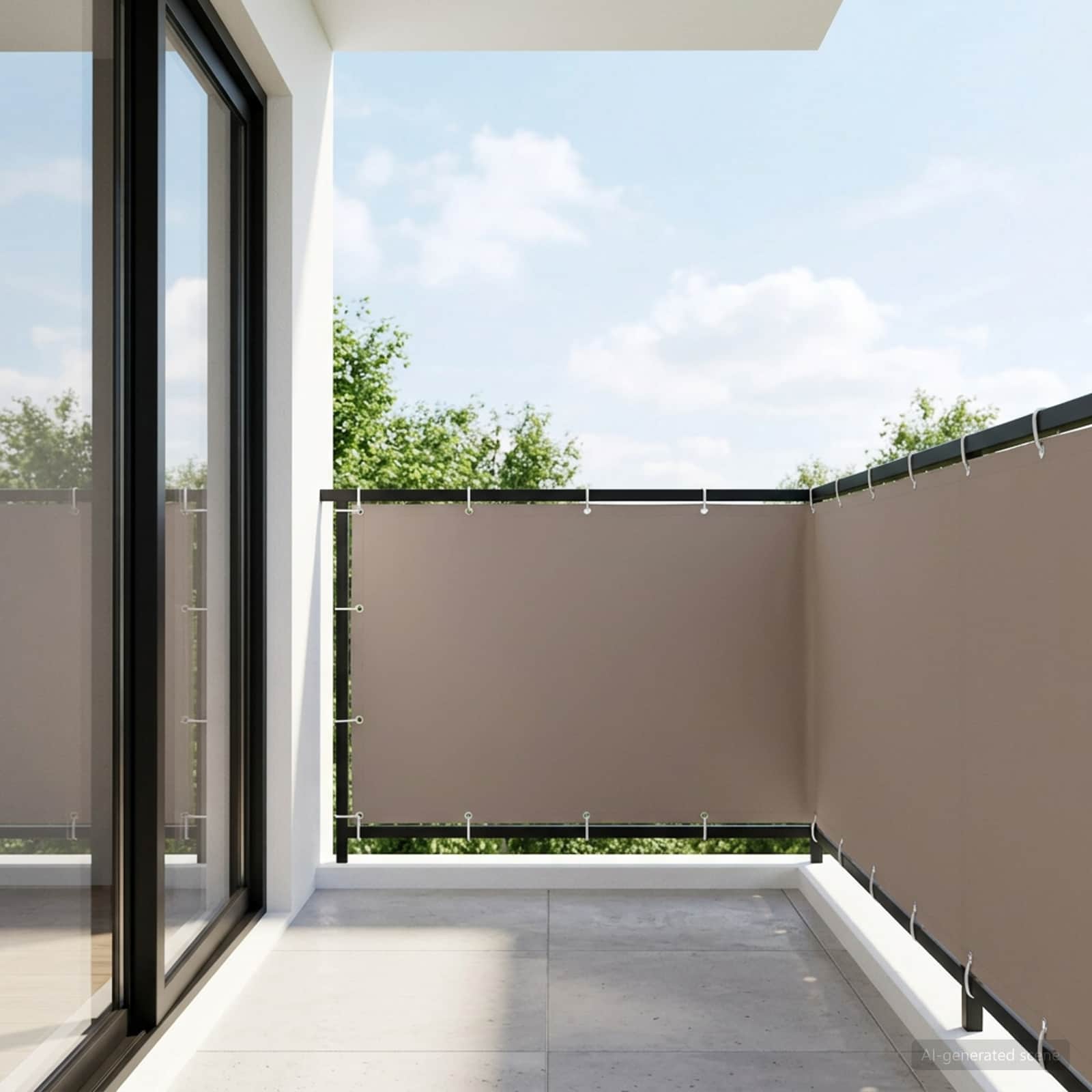 vidaXL Balcony Privacy Screen 150 x 800 cm Fabric with PU Coated Taupe 3