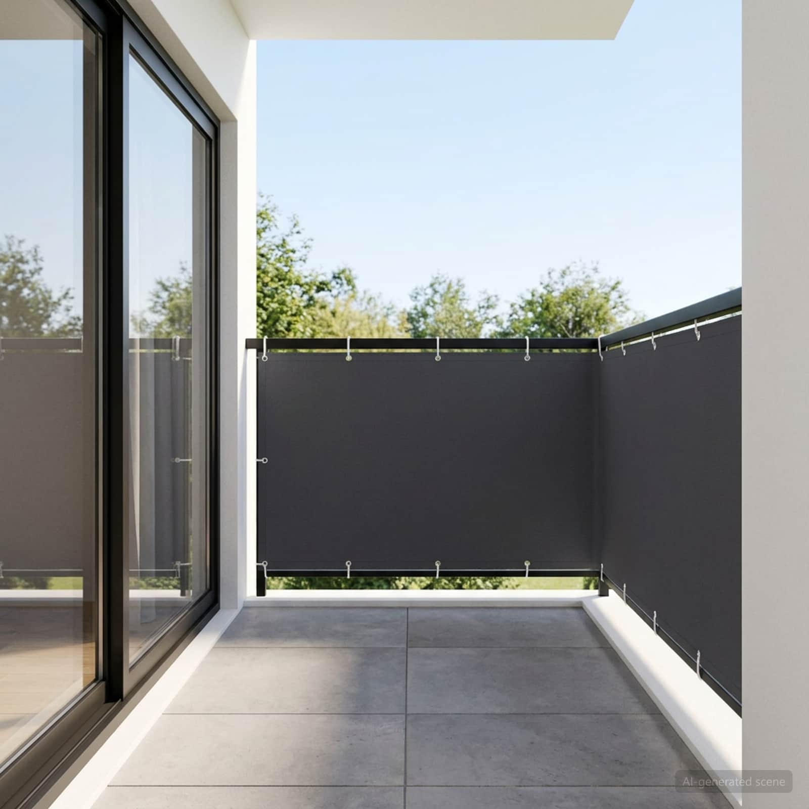 vidaXL Balcony Privacy Screen 150 x 800 cm Fabric with PU Coated Black 3