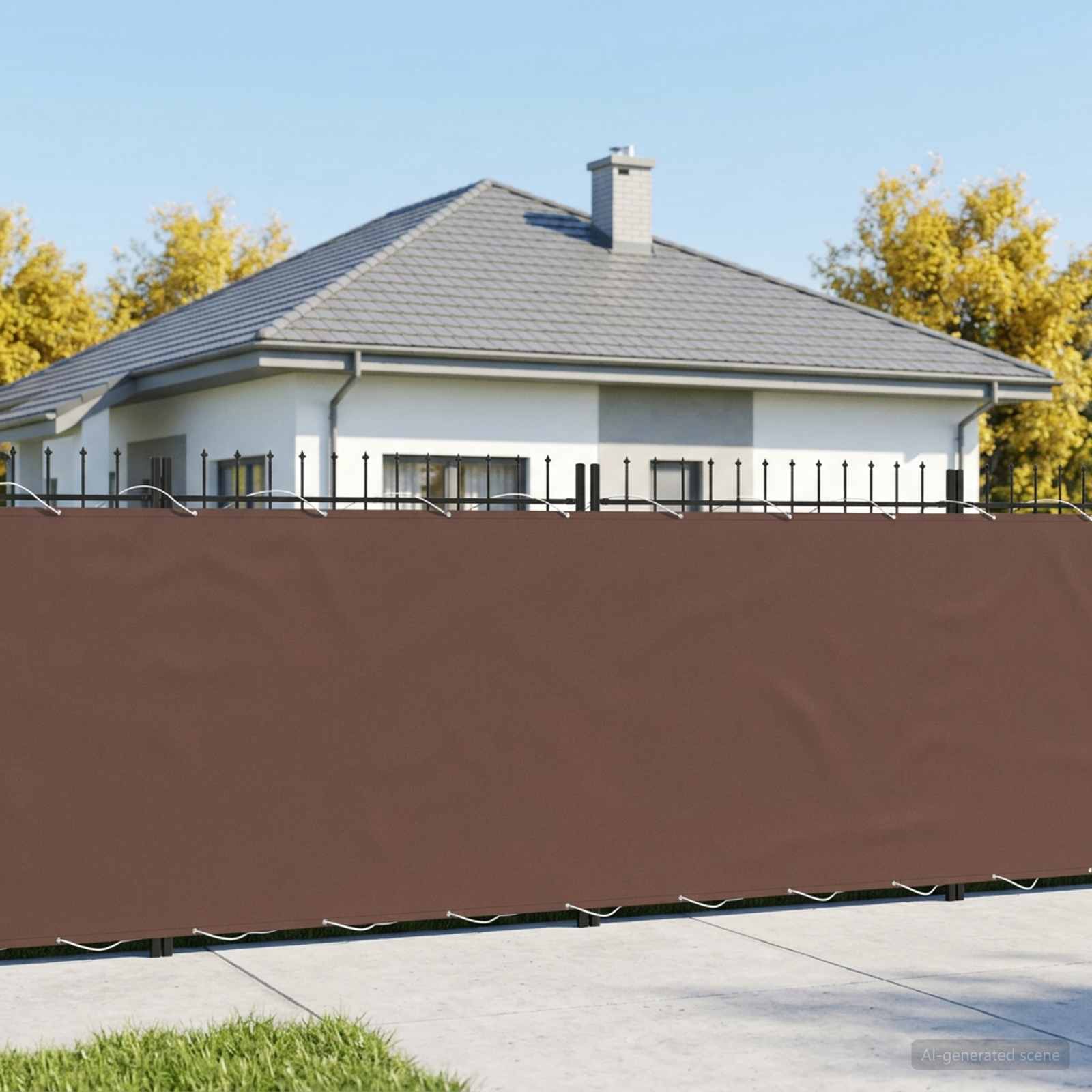 vidaXL Balcony Privacy Screen 150 x 800 cm Fabric with PU Coated Brown 1