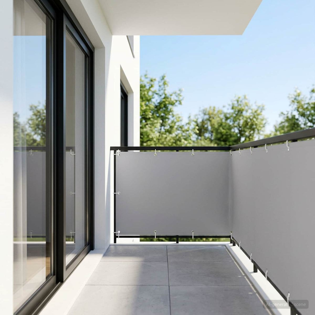 Balcony Privacy Screen 1.2 x 25 m Fabric with PU Coated Drop 25 m Width 1.2 m Light grey