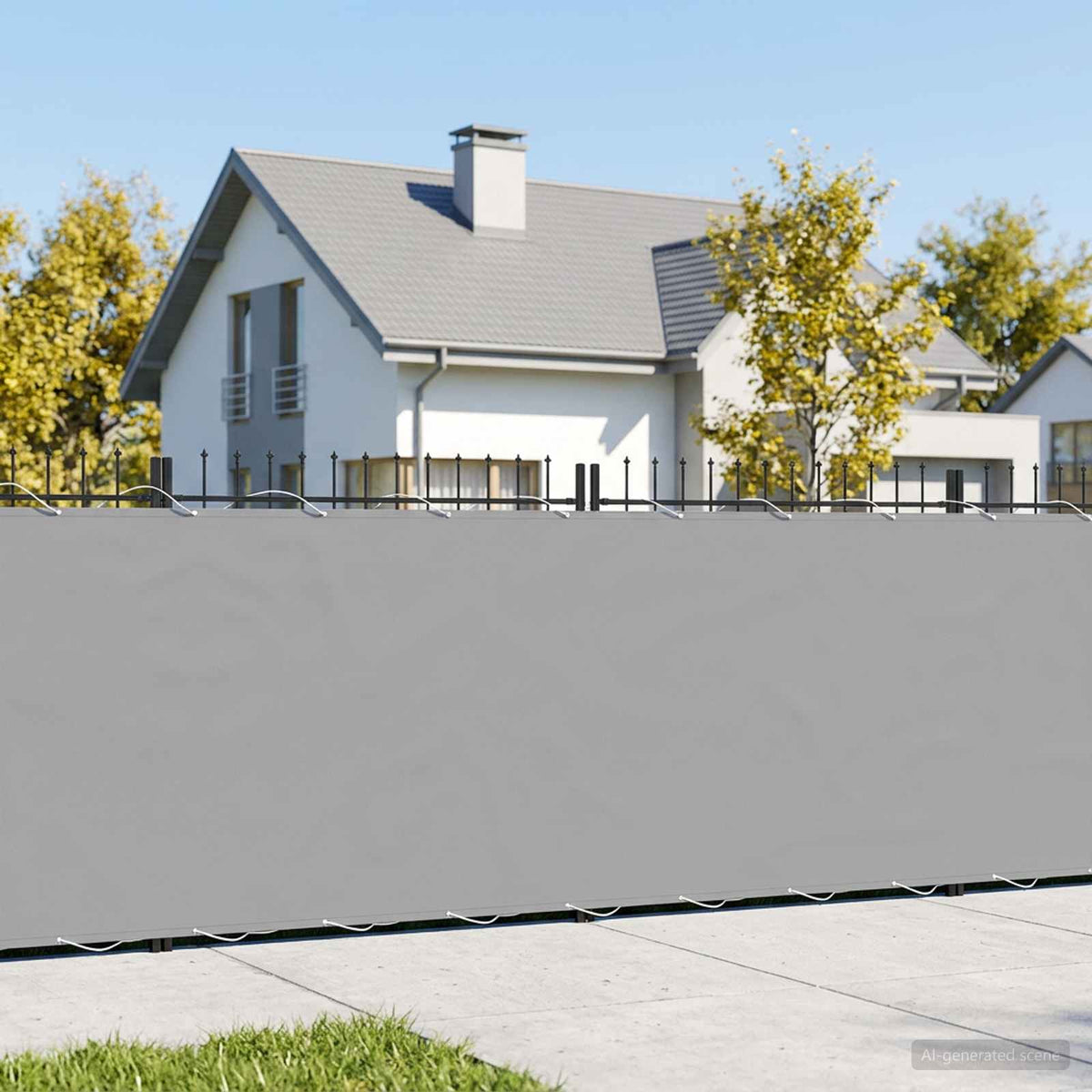 Balcony Privacy Screen 1.2 x 25 m Fabric with PU Coated Drop 25 m Width 1.2 m Light grey