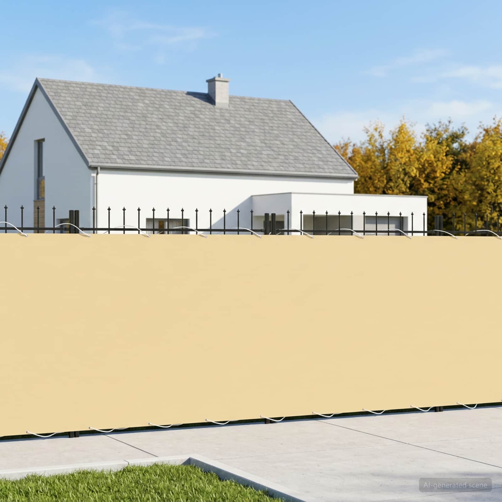 vidaXL Balcony Privacy Screen 1.5 x 25 m Fabric with PU Coated Beige 3