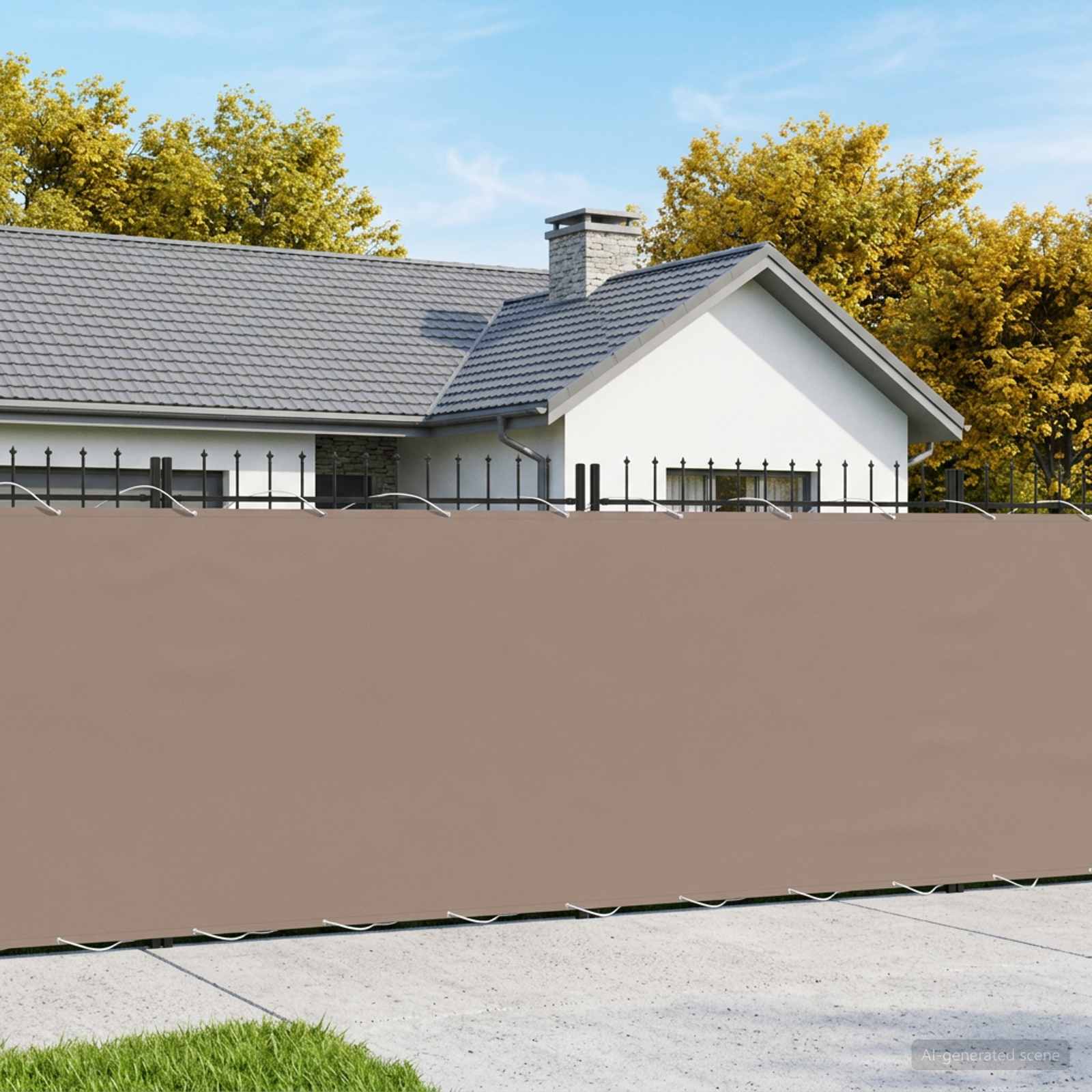 vidaXL Balcony Privacy Screen 1.8 x 25 m Fabric with PU Coated Taupe 1