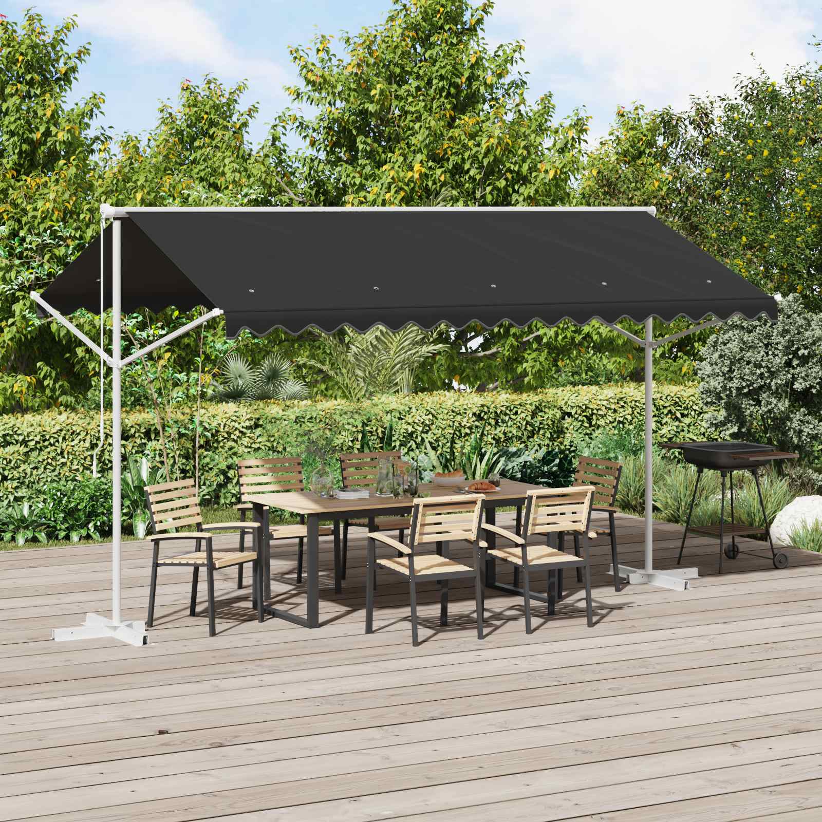 vidaXL Free Standing Awning 4 x 3 m Polyester Anthracite 1