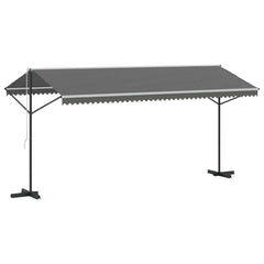 vidaXL Free Standing Awning 5 x 3 m Polyester Grey 2