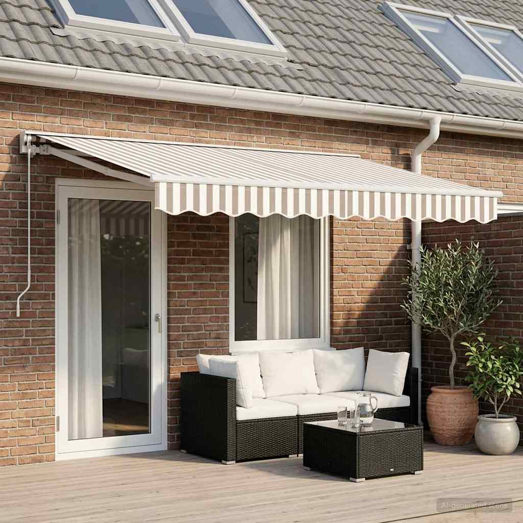 Manual Awning Polyester Light grey white frame