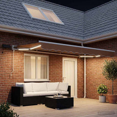 Manual Awning Solar LED White Sand