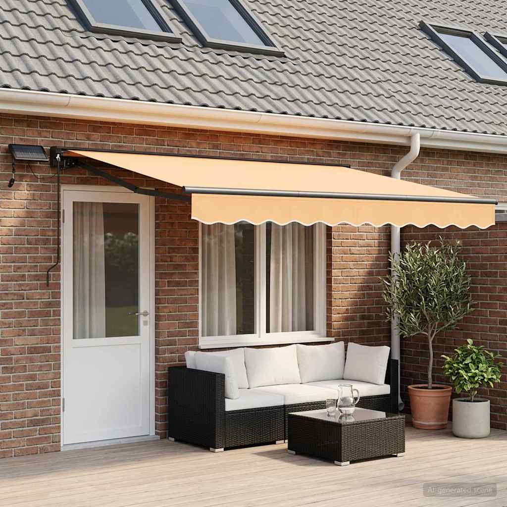 Manual Awning Solar LED Anthracite Sand