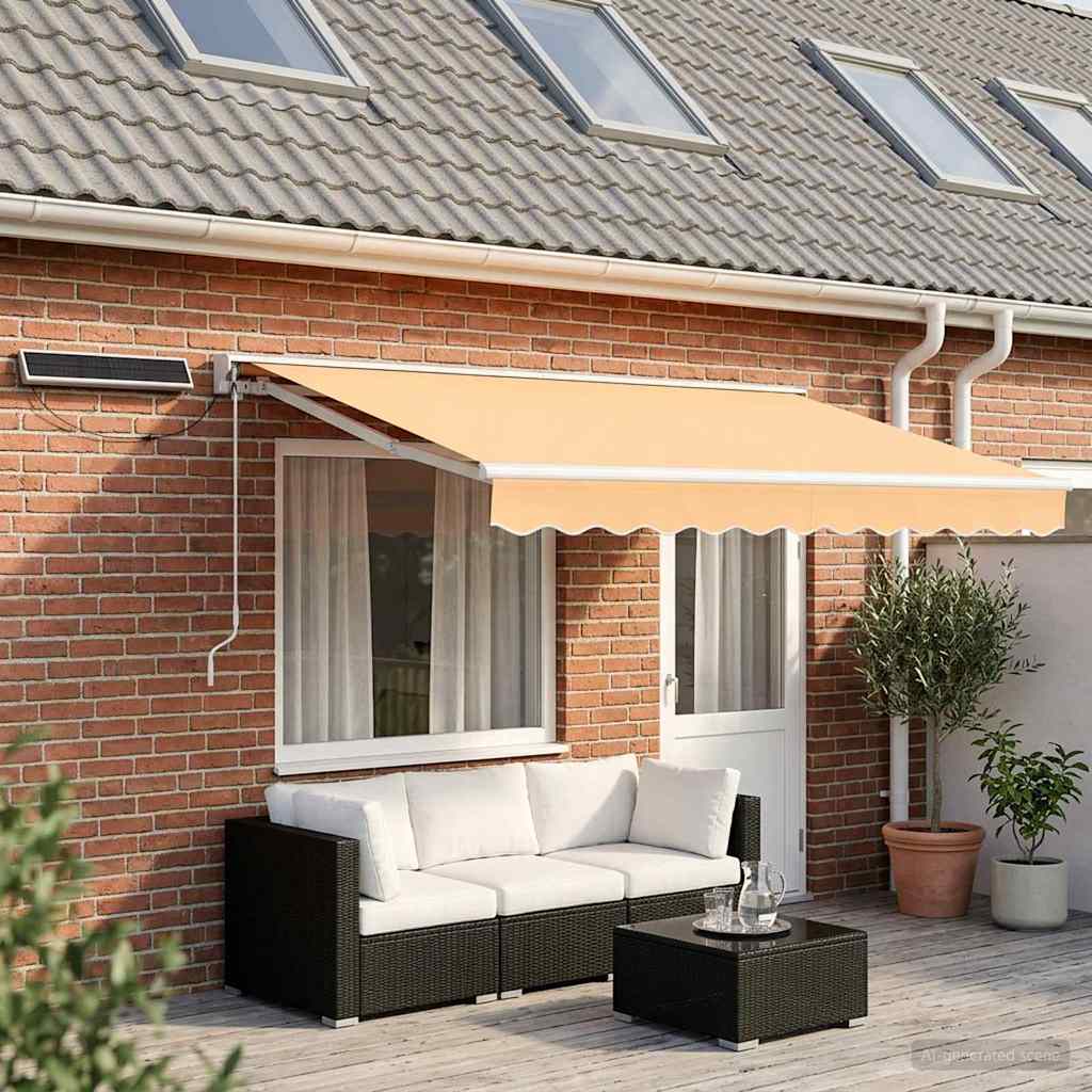 Solar Electric Awning Polyester White Sand