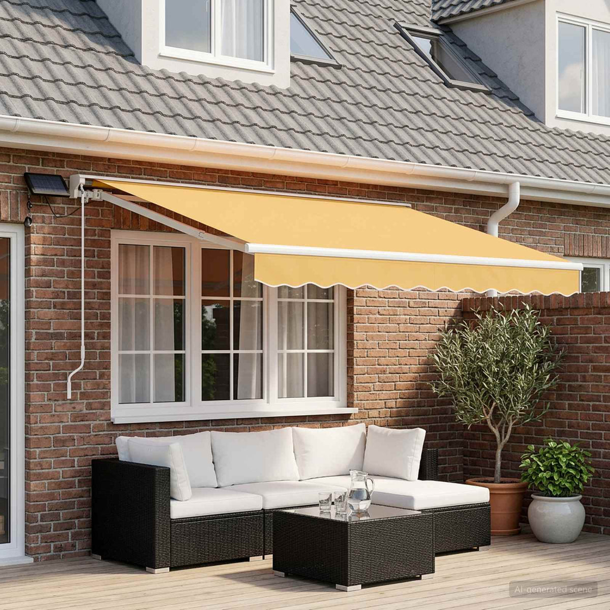 Manual Awning Solar LED White Sand