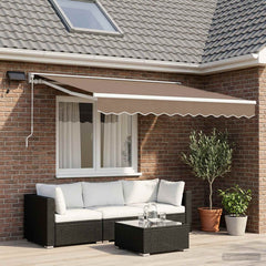 Manual Awning Solar LED White Taupe