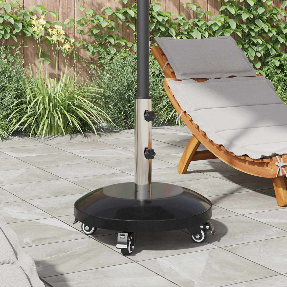 Parasol Base for 40-50 Pole 26.75 kg Black with wheel