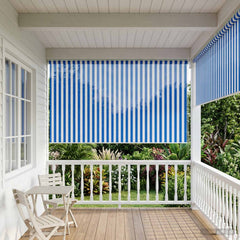 vidaXL Outdoor Roller Blind 90% UV Block Blue and White Stripe HDPE 1