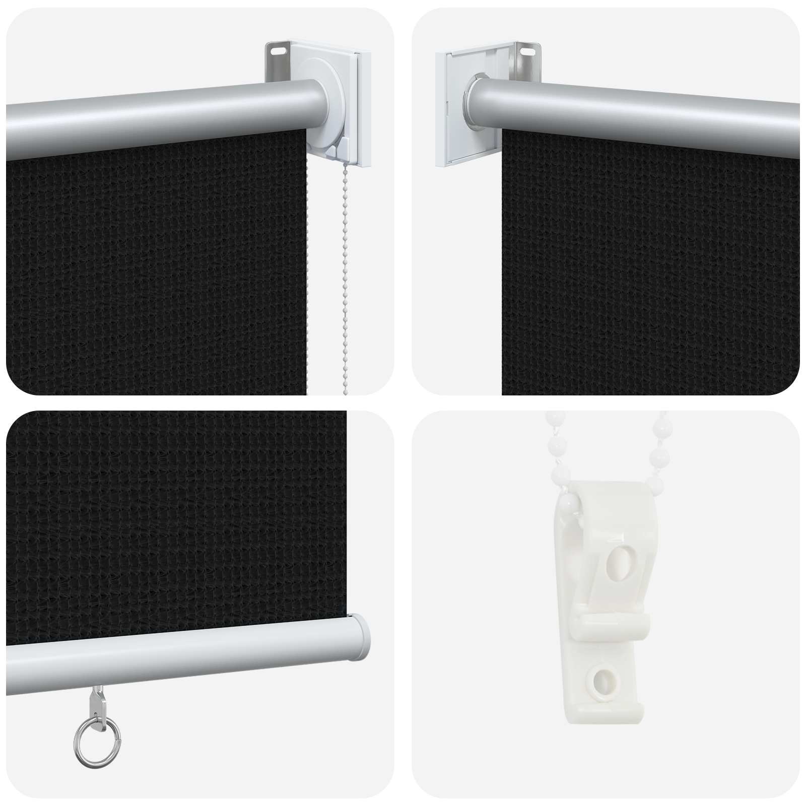 vidaXL Outdoor Roller Blind 90% UV Block Black 200 x 140 cm HDPE 6