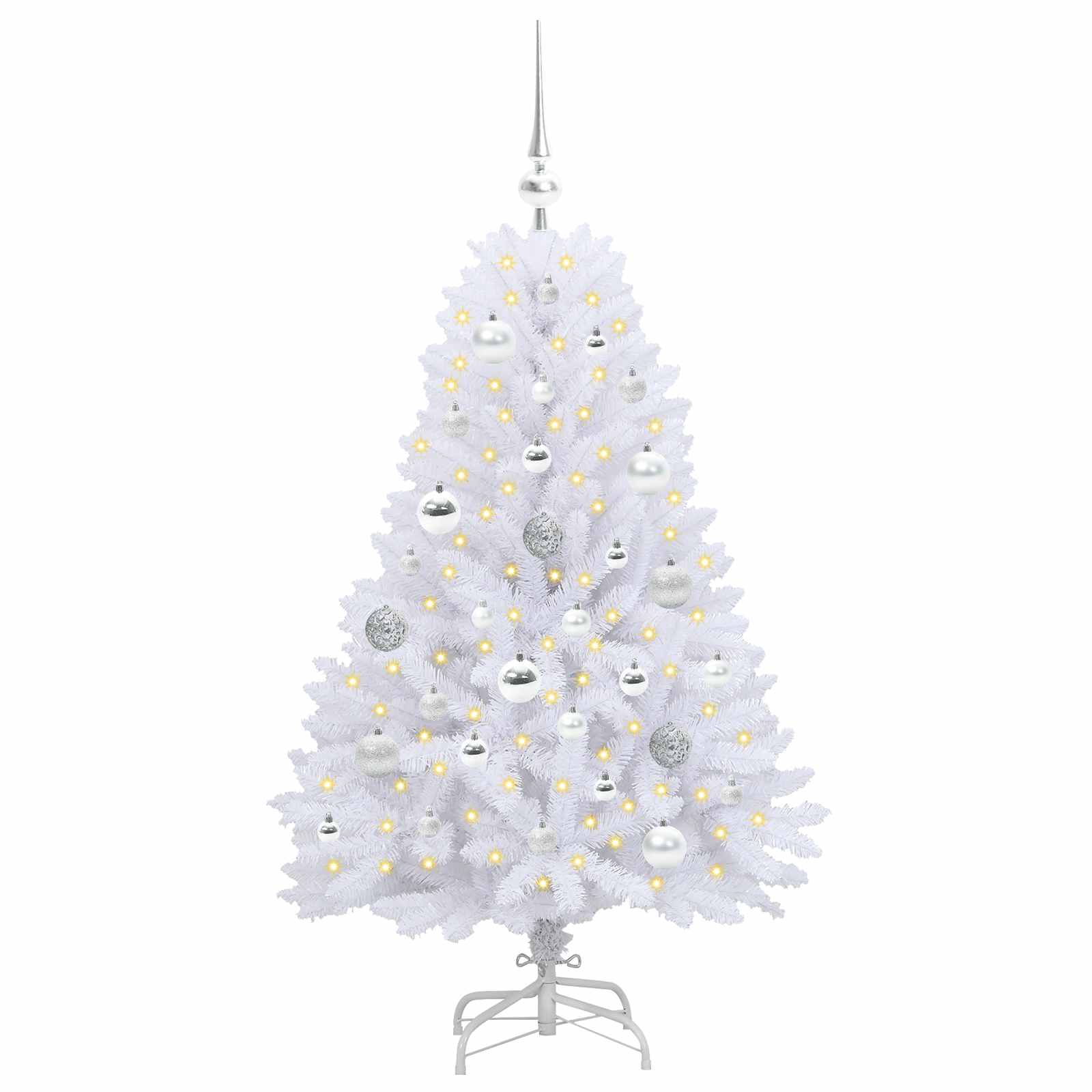 vidaXL Artificial Hinged Christmas Tree White 120 cm PVC and Steel 3