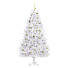 vidaXL Artificial Hinged Christmas Tree White 180 cm PVC and Steel 4