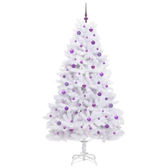 Artificial Hinged Christmas Tree White PVC and Steel 210 cm Lilac