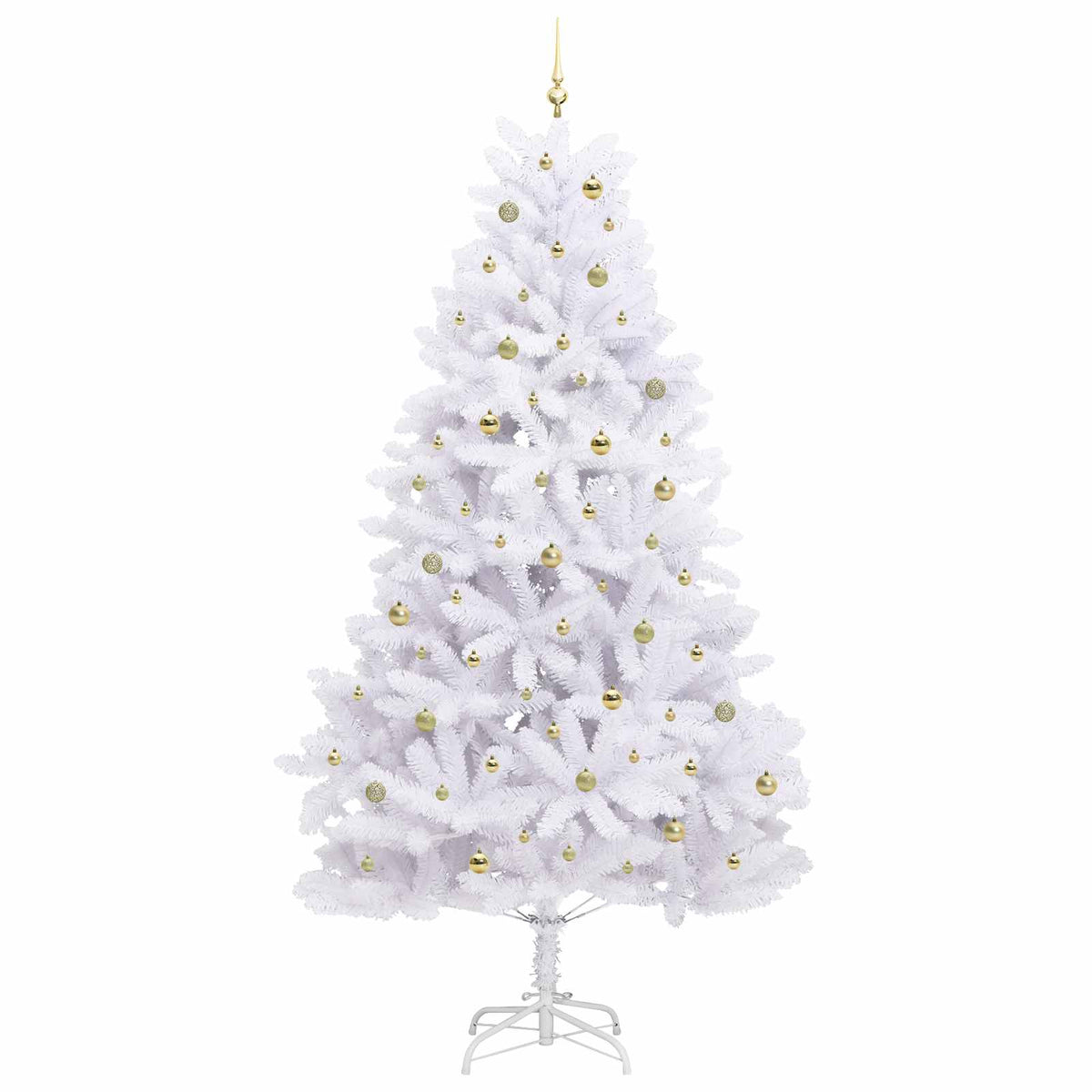 vidaXL Artificial Hinged Christmas Tree White 270 cm PVC and Steel 4