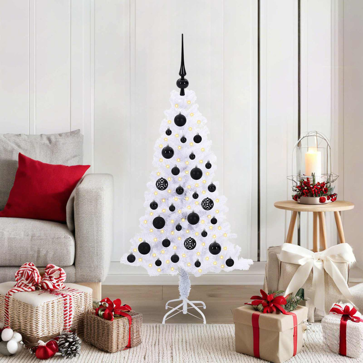 vidaXL Artificial Christmas Tree with Stand White 120 cm PVC and Steel 1